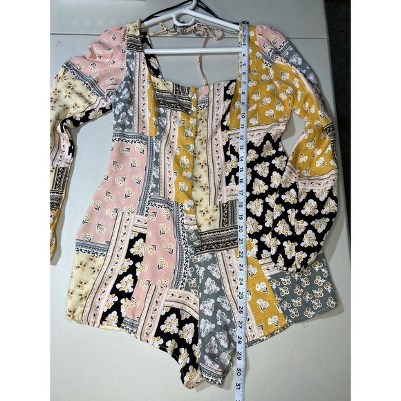 Forever 21 Women's Multicolor Long Sleeve Blouse Romper Floral Size Small EUC‎ - Picture 8 of 9